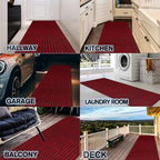 Custom Size Backed Non-Slip Area Rugs Runner, Easy Clean, Waterproof Runner Rugs for Hallway Entryway, Kitchen, Laundry, 3FT x 37FT, Red Stripe