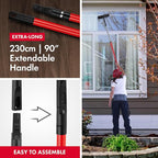 Tyroler 2-in-1 High Window Cleaner Tool with 4.5 to 7.5 ft Extendable Handle | Made of 100% Natural Rubber for Superior Durability and Protection | Better Reach Window Squeegee for Window Cleaning