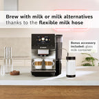 BOSCH 800 Series Fully Automatic Espresso and Coffee Machine – 36 Drinks with Coffee World, Cold Brew, Double Cup, Milk Hose, Glass Milk Container, in Metallic Silver TPU60501