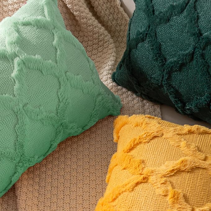 Set of 2 Soft Moroccan Throw Pillow Covers 12x20 Inch Plush Boho Decorative Pillow Cover Accent Cushion Case for Couch Sofa Bed, Sage Green