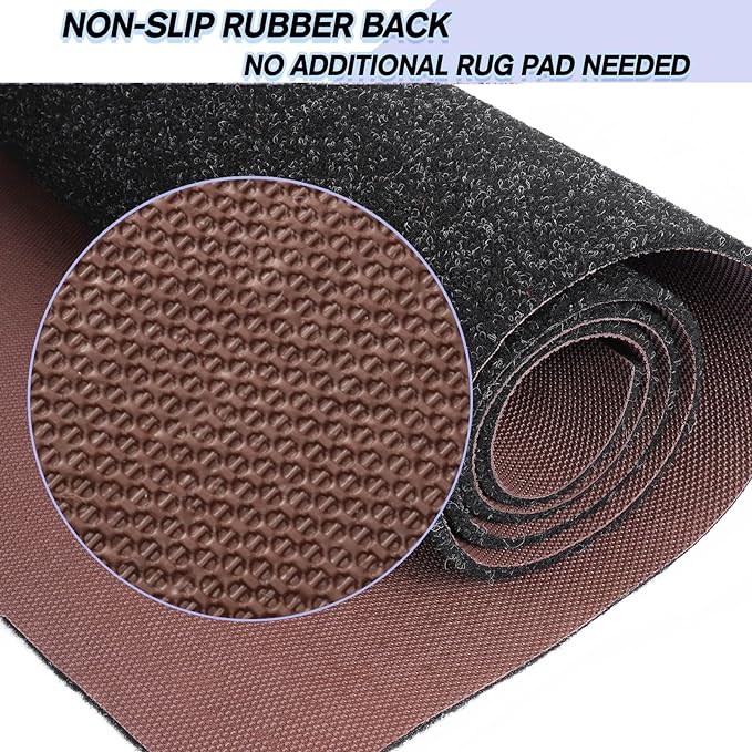 Custom Size Backed Non-Slip Area Rugs Runner, Easy Clean, Waterproof Runner Rugs for Hallway Entryway, Kitchen, Laundry, 3FT x 17FT, Black