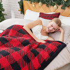 Cozy Bliss Luxury Sherpa Throw Blanket for Couch, Premium Reversible Buffalo Plaid Thick Throw, Warm Cozy Soft Blanket for Home and Gifts (Red/Black Buffalo Check, 50" x 60")