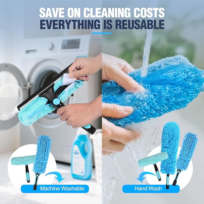 Lineslife Feather Duster,3 PCS Reusable Bendable Washable Cobweb Duster for Home Office Cleaning High Ceilings,Furniture,Roof