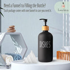 Black Glass Kitchen Soap Dispenser, Detergent Dispenser or Dish Soap Dispenser for Kitchen Sink, Black Soap Dispenser, Modern Farmhouse Decor Dish Soap Pump for Kitchen Organization