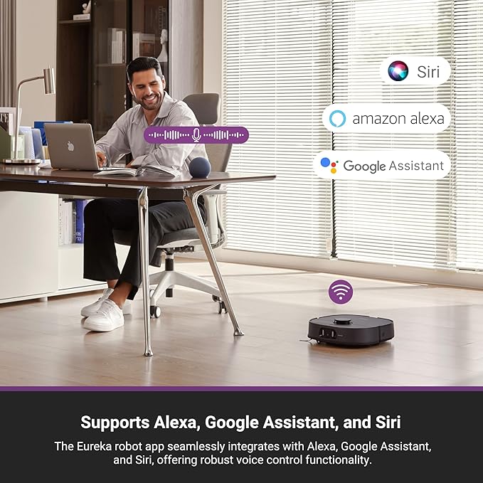 Eureka J15 Ultra Self Emptying Robot Vacuum, 19,000 Pa Suction, Flex-Arm Mop Design, 167℉Hot Water Mop Washing & 131°F Hot Air Drying, AI Obstacle Avoidance, Black