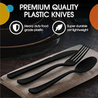 Party Solids Black Plastic Knives 200 Pcs Black Knives Disposable Utensils Heavy Duty Plastic Cutlery Set Disposable Cutlery Sets Flatware Sets Silverware Set Party Supplies & Party Tableware