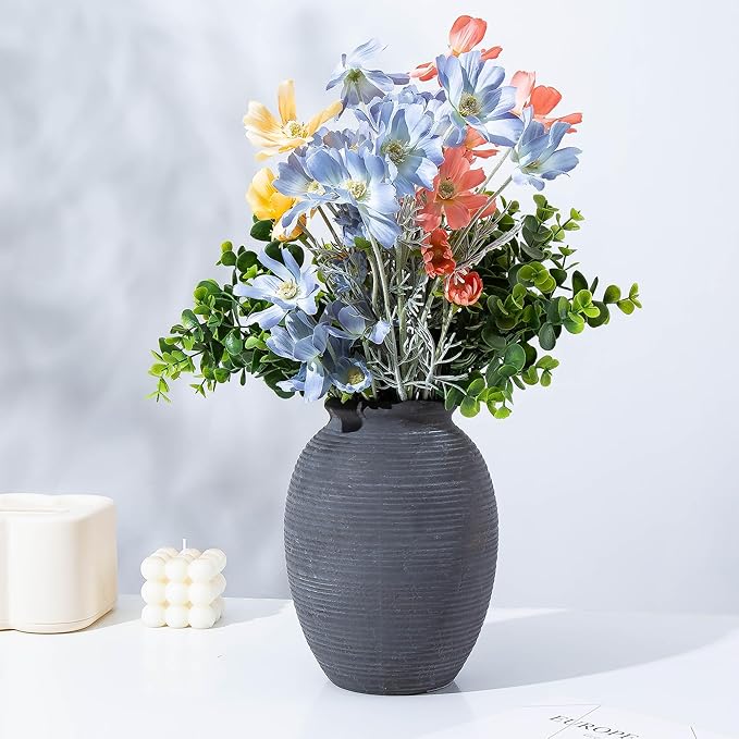 Ceramic Vase, Porcelain Flower Vases, 8 Inch Pottery Bud Vase, Terracotta Vase for Home Decor, Vintage Decorative Farmhouse Vase for Home Decor, Living Room, Shelf Decor, Farmhouse, Table, Lyeec