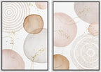 SIGNFORD Framed Wall Art Print Set Pastel Pink Gray Watercolor Circles Abstract Shapes Illustrations Modern Minimalist Relax/Calm Multicolor for Living Room, Bedroom, Office - 16"x24"x2 White