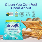 Dropps UltraWash Dishwasher Pods, Fresh Rain (120 Count) - Biobased Power Deep Clean Dishwasher Detergent Tablets for Sparkling Shiny Dishes - No Rinse Aid or Pre-Wash Needed - Dishwashing Pods