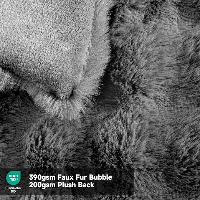Heated Blanket Electric Throw- 50"x60" Soft Thick Bubble Electric Blanket for Sofa with 5 Heat Levels & 4 Hours Auto-Off Overheat Protection, Warm Cozy Gifts, Light Grey