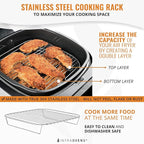 Air Fryer Rack Accessories Compatible with Cosori, Dash, Chefman, Secura, Nuwave®, Emeril Lagasse, Philips, Cozyna + More, 5pcs Stainless Steel Air Fryer Accessories with Heat Resistant Mats