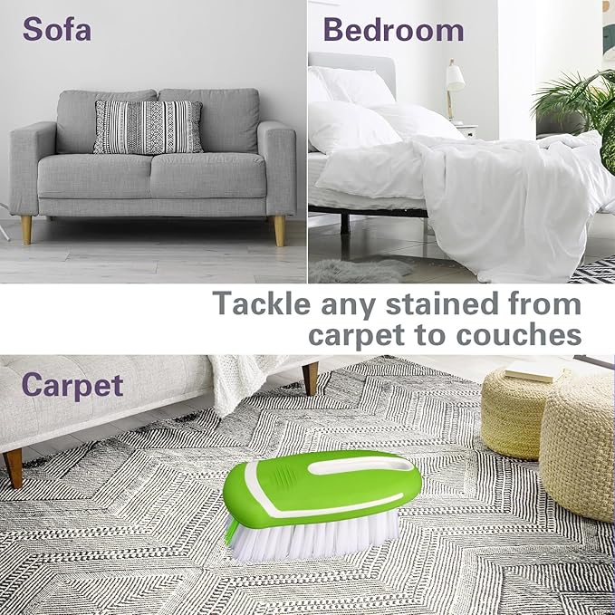 Carpet and Upholstery Cleaning Brush,Carpet Scrubber Stiff Bristle Detailing Scrub Brushes,Interior Leather Brush for Car and Home (Green)