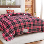 Pink Heated Blanket Electric, Queen Size 84X90, 10 Heat Levels/8 Hours Auto Off/Dual Control for Bed, Blue Plaid Checkered Sherpa Blanket Warmer for Adult, Washable Gift, ETL