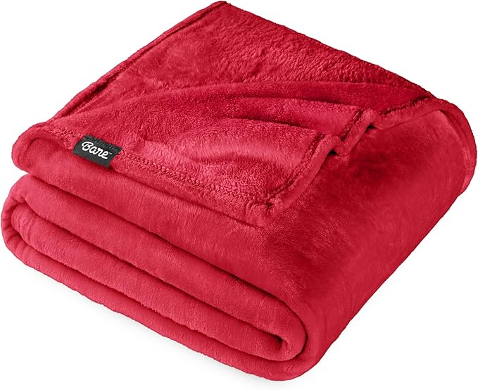 Bare Home Fleece Blanket - Throw/Travel - Ultra-Soft Lightweight for Bed, Sofa, and Couch - Luxury Microplush - Cozy Warm Blanket (Throw/Travel, Red)