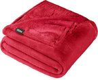 Bare Home Fleece Blanket - Throw/Travel - Ultra-Soft Lightweight for Bed, Sofa, and Couch - Luxury Microplush - Cozy Warm Blanket (Throw/Travel, Red)