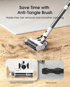 Cordless Vacuum Cleaner, 580W 48KPA 65Mins Runtime Fast Charging Vacuum Cleaner, Self-Standing LED Light Touch Screen Stick Vacuum for Home Light Weight,for Pet Hair/Carpet/Floor, White