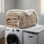 Electric Heated Blanket Twin Size 62"x84" - Microplush & Sherpa Fabric Dual-Sided, 6 Heat Settings & 10 Hours Auto Off, Cozy Warming Throw for Office or Bed, Machine Washable, Beige Leopard Print