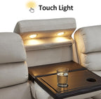 MCombo Wall Hugger Recliner Sofa with Drop Down Table, Power Reclining Sofa with Adjustable Headrest, USB A&C Charge Ports, Reading Lamp, Cup Holders, for Living Room, RVs (Fabric, ST258M3, Beige)
