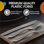 Party Solids Silver Plastic Knives 200 Pcs Silver Knives Disposable Utensils Heavy Duty Plastic Cutlery Set Disposable Cutlery Sets Flatware Sets Silverware Set Party Supplies & Party Tableware