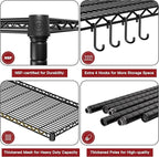 PrimeZone 5 Tier Wire Shelving Rack Storage Shelves with Wheels,Adjustable Rolling Heavy Duty Metal Shelving Unit,Utility Shelf for Kitchen Garage Closet Pantry Laundry 36" W x 14" D x 74" H