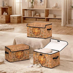 Stackable Clothes Storage Bins with Lids,Closet Organizers Fabric Box for Home and Office,Blanket Clothes Organizers,Under Bed Storage Containers 3 Pack(Sun).