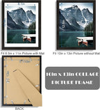 10x13 Picture Frames with Real Glass - Display 8.5x11 Diploma with Mat or 10 x 13 Photo without Mat, Wall or Table Top Display(Black, 1 Pack)