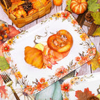 3Pcs Fall Serving Trays Reusable Watercolor Pumpkin Flower Platter Vintage Autumn Serving Dishes for Thanksgiving Sharing Snacks Fruit Dessert Candy