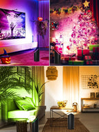 ZUCKEO RGB Floor Can Lights Indoor Spotlight LED Uplighting, 5W Indoor Color Changing Spot Light GU10 Bulb Accent Up Lighting for Plant Corner Christmas, 5.25FT Plug in Cord & Switch, 4Pack