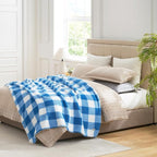 Cozy Bliss Luxury Sherpa Throw Blanket for Couch, Premium Reversible Buffalo Plaid Thick Throw, Warm Cozy Soft Blanket for Home and Gifts (Light Blue, 60" x 80")