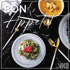 Vikko Lunch Plates, Set of 4 White Alabaster Plates, 8.5" Plate with Marbelized, Swirl Design, Elegant Glass Entrée Plate, Dishwasher Safe