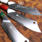 Dalstrong Chef & Cleaver Hybrid Knife - The 'Crixus' - 8 inch - Valhalla Series - 9CR18MOV HC Steel - Red Resin & Wood Handle - Razor Sharp Chef's Knife - w/Leather Sheath