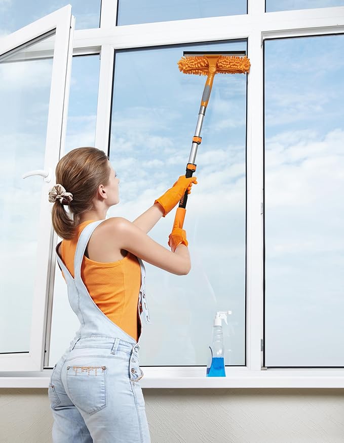 1.5-3 Window Squeegee for Home with Extension Pole // Window Glass Cleaner Tool for Window Cleaning // Car Squeegee for Window Cleaning // Best Tool to Clean Windows Outdoor and Indoor