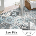 Lahome Moroccan Trellis Washable Rugs 9x12, Soft 9x12 Area Rug for Living Room Bedroom, Ultra-Thin Non-Slip Non Shedding Distressed Throw Large Carpet for Dining Room Office, Blue