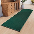 Runner Rug with Non Slip Rubber Backing, Washable Soft Floor Carpet for Kitchen, Hallway, Entryway Indoor, Bedroom, Laundry, Low Pile Area Rugs, Solid Color with Pointillism Style (Green, 2' * 8')