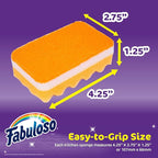 Fabuloso Sponges, Rainbow - Assorted Color Scratch-Free Scrubber for Dishes and Surfaces - Dishwashing Sponge for Bold and Bright Cleaning Experience, 12 Count