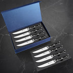 MAD SHARK Steak Knives Set of 8,Premium 12.6-inch Serrated Steak Knife Set,Ultra Sharp German High Carbon Stainless Steel Triple Rivet Collection 8-Piece Kitchen Steak Knife Set (STEAK KNIFE SET OF 8)