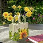 Small Purse Vase for Flowers - Sunflower Cute Mini Handbag Flower Vase for Organic Modern Table Centerpiece Decor, Unique Beige Resin White Vases for Party/Kitchen/Neutral/Bedroom
