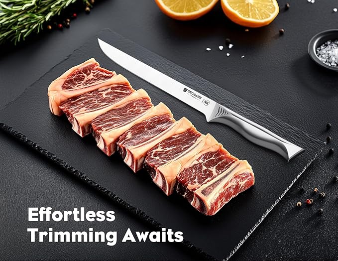 BRODARK Boning Knife - 7" Deboning Knife for Meat Cutting - High Carbon Stainless Steel, One Piece Design Fillet Knives - NSF Certified, Shark Series