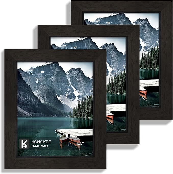 4x5 Picture Frame - Made of Real Glass and Black Wooden Frame, 4 by 5 small Photo for Wall or Tabletop Display, 1 Pack