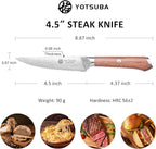 YOTSUBA Steak Knives Set of 6, 4.5 Inch Steak Knife Set, Razor-Sharp High-Carbon Stainless Steel Kitchen Steak Knife with Ergonomic Wood Handle, Dinner Knives with Gift Box