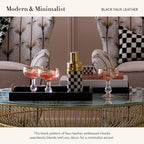 MACKENZIE-CHILDS Black Faux-Leather Tray with Handles, Rectangular Tray for Serving, Large