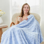 Cozy Bliss Soft King Size Waffle Blanket - Lightweight Cozy Blankets Gift for Women,Cute Checkered Throws Blanket for Bed, Couch and Sofa,Light Blue,108x90 Inches