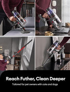 Ultenic Cordless Vacuum Cleaner, 550W/50Kpa, 60Mins Runtime, 180°Bendable Wand, Anti-Tangle Brush, Stick Vacuum Cordless with Charging Dock, Handheld Vacuum for Pet Hair/Carpet/Floor/Car, U16 Flex