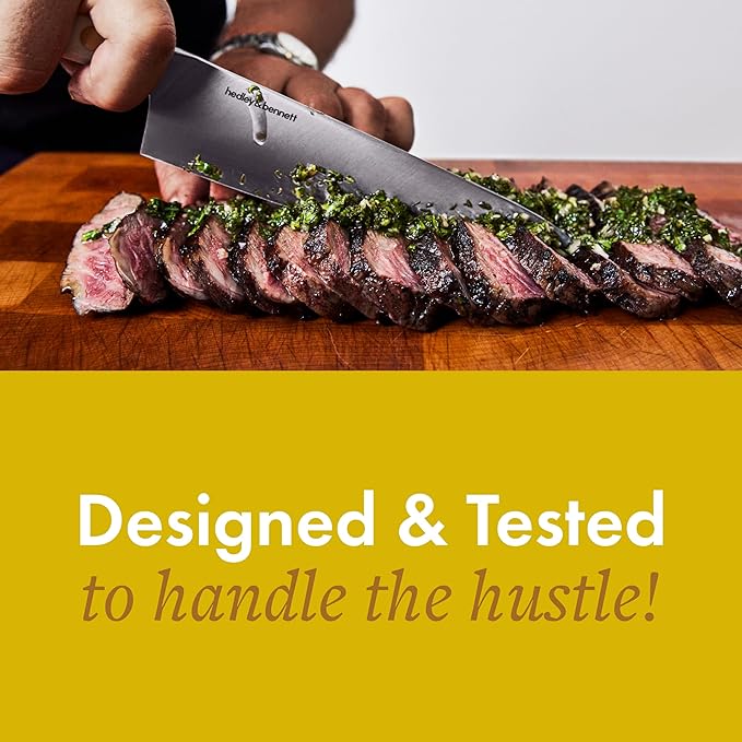 hedley & bennett Professional Chef Knife - Sharp 8 inch Japanese Kitchen Blade - Three-Layer Steel for Cutting Meat and Vegetables - Ergonomic Handle - Cooking Gift - Shiso (Green)