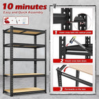 REIBII Storage Shelves 2020LBS Garage Shelving Heavy Duty 5 Tier Metal Shelving Adjustable Utility Shelf Rack for Garage Pantry Closet Kitchen Basement 28" W x 12" D x 59.8" H, 3 Pack