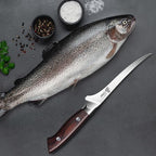 DDF iohEF Fillet Knife 7 Inch Professional Boning Knife High Carbon Japanese Stainless Steel Fish Knife with Full Tang Ergonomic Handle for Meat Cutting Trimming