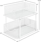 Sorbus 2 Tier Under Sink Bathroom Organizers and Storage, Strong Steel Mesh Sliding Drawers for Enhanced Bathroom Storage Ideal Bathroom Organization and Storage & Under Kitchen Sink Organizer (White)