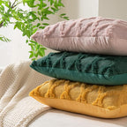 Set of 2 Soft Moroccan Throw Pillow Covers 18x18 Inch Plush Boho Decorative Pillow Cover Accent Cushion Case for Couch Sofa Bed, Dark Green