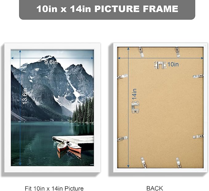 10x14 Picture Frame Set of 3 - Made of Real Glass and White Wooden Frame, 30 x40 Diamond Frame for Wall or Tabletop Display