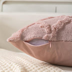 Set of 2 Soft Moroccan Throw Pillow Covers 16x16 Inch Plush Boho Decorative Pillow Cover Accent Cushion Case for Couch Sofa Bed, Pink